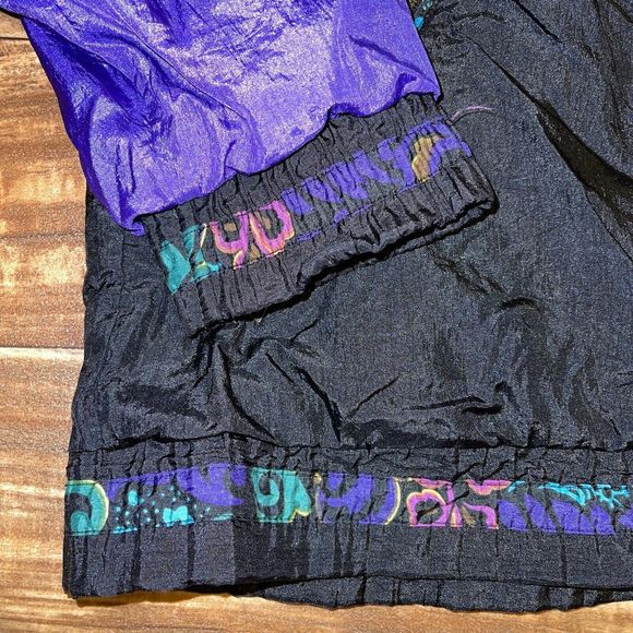 Vintage 90s Sports Accent Lined Floral Windbreaker Zip Jacket Womens Size Large - Picture 2 of 12